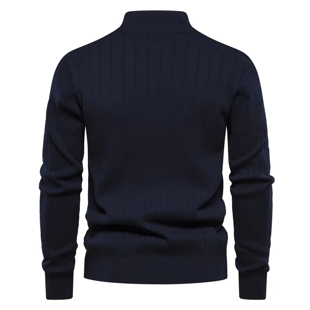 Pull côtelé demi-zip classique pour hommes