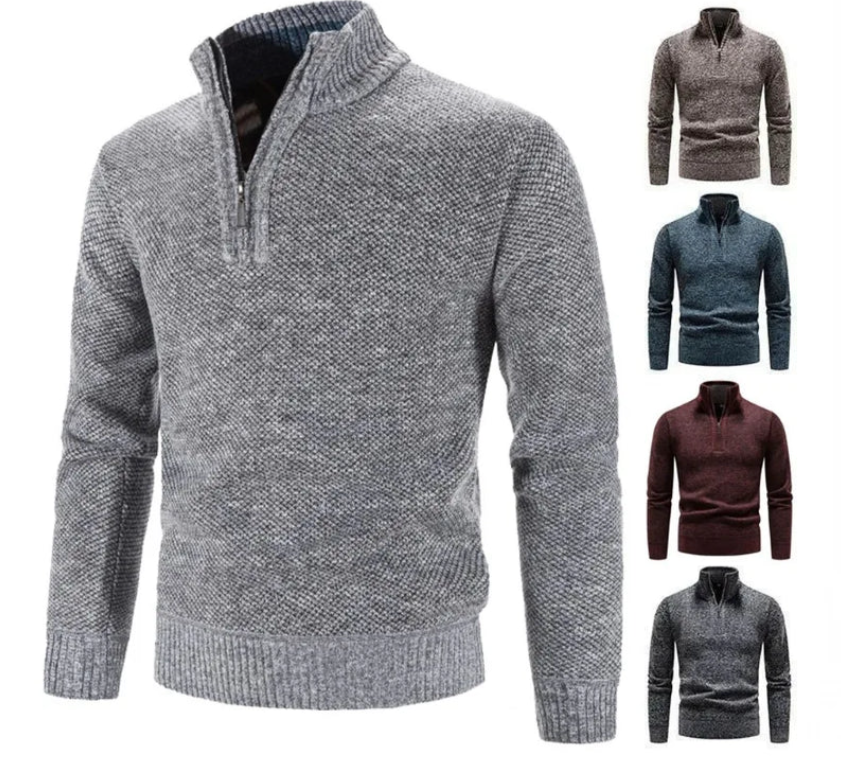 Pull classique en maille demi-zip pour hommes