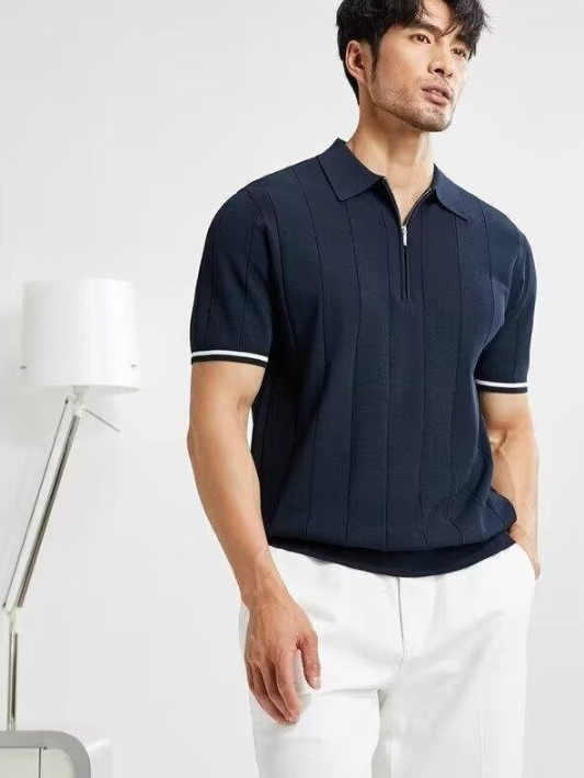 Polo classique zippé pour hommes