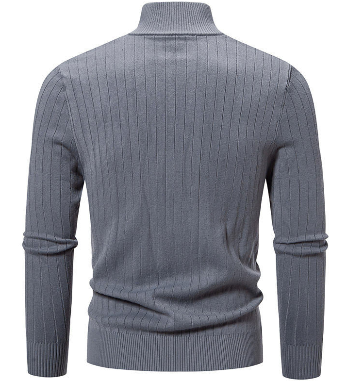 Pull à col roulé zippé et côtelé pour hommes