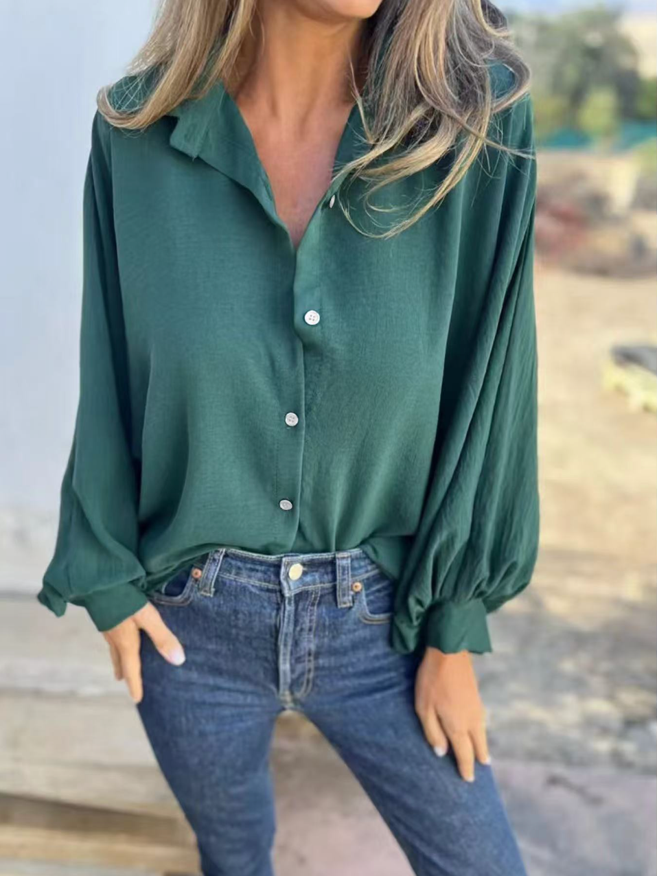 Chemise confortable à manches longues pour femme