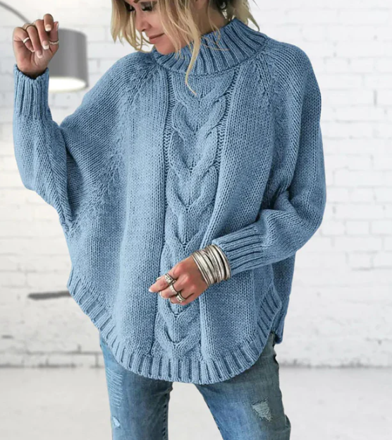 Pull long à grosses mailles pour femmes