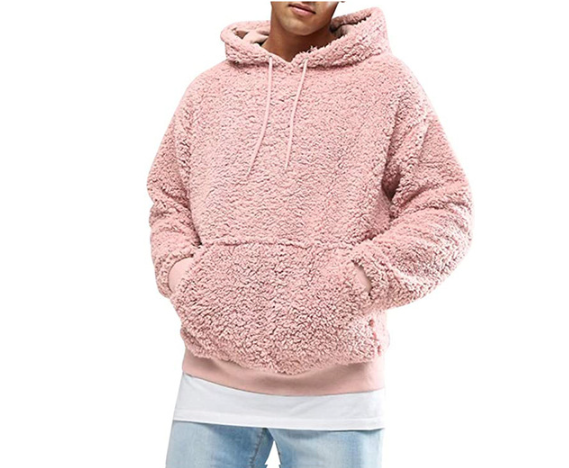 Sweat à capuche en peluche pour hommes avec poche kangourou