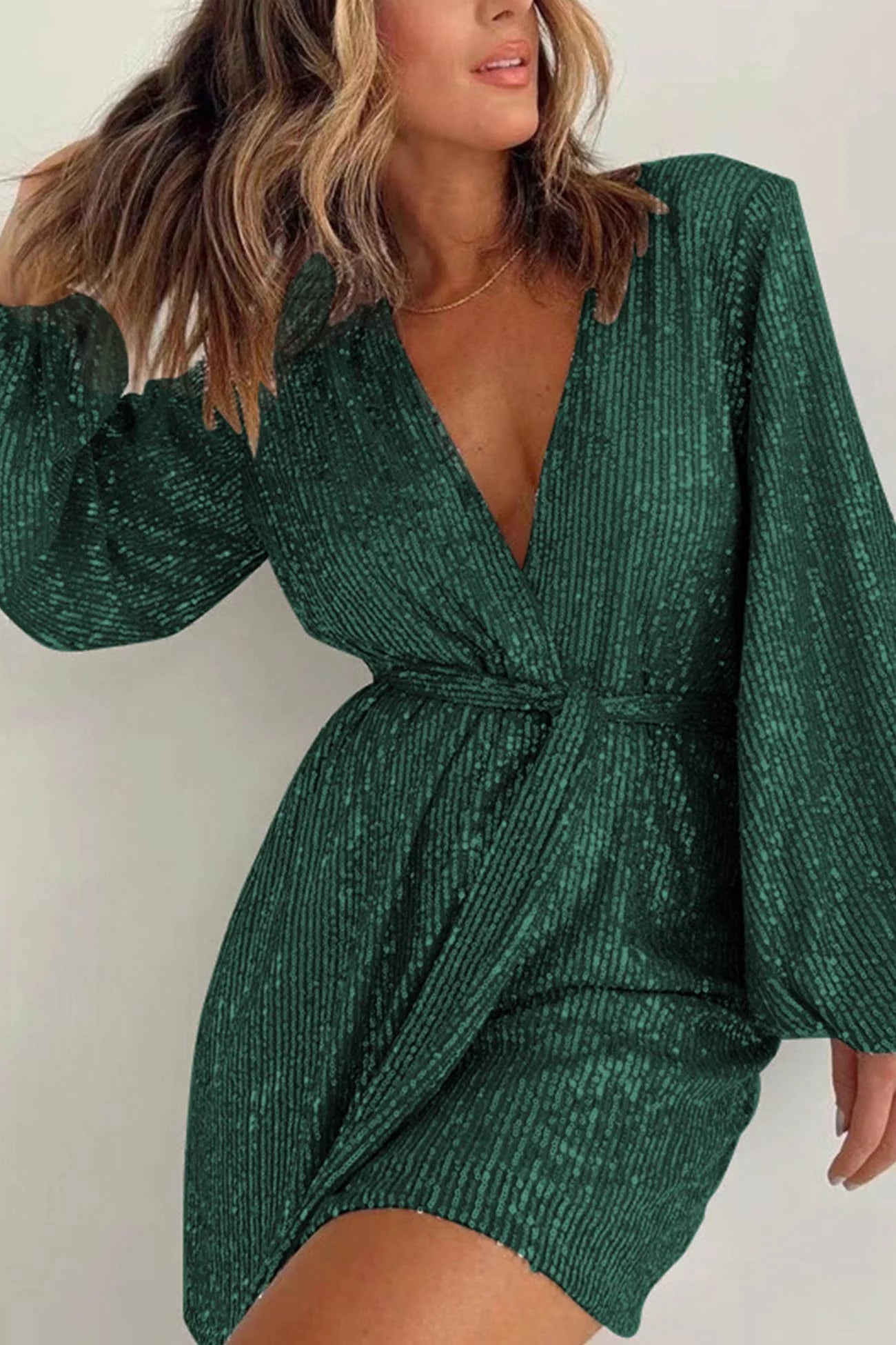 Combinaison à paillettes scintillantes avec ceinture à la taille pour femme