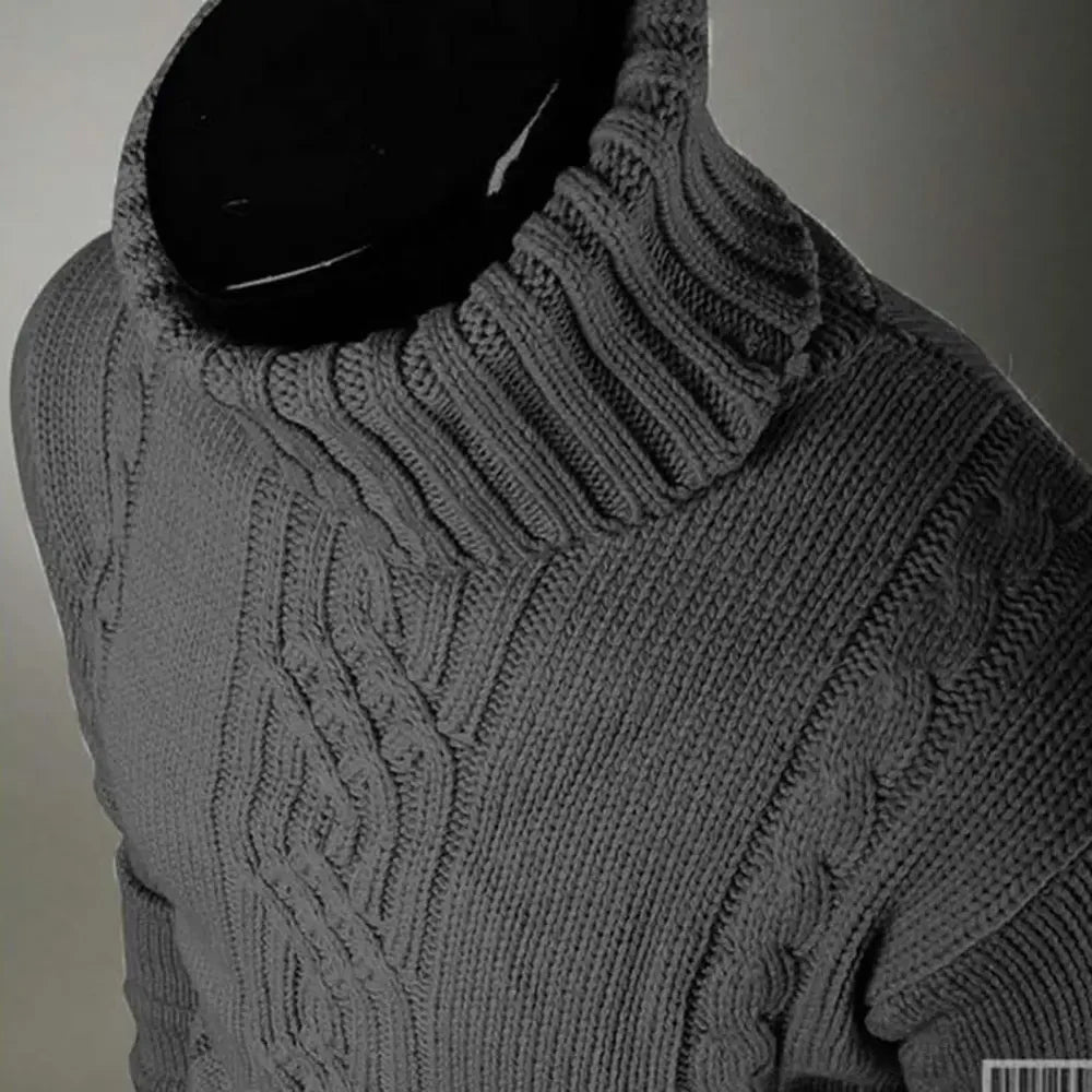 Chandail à col roulé en tricot câblé pour hommes