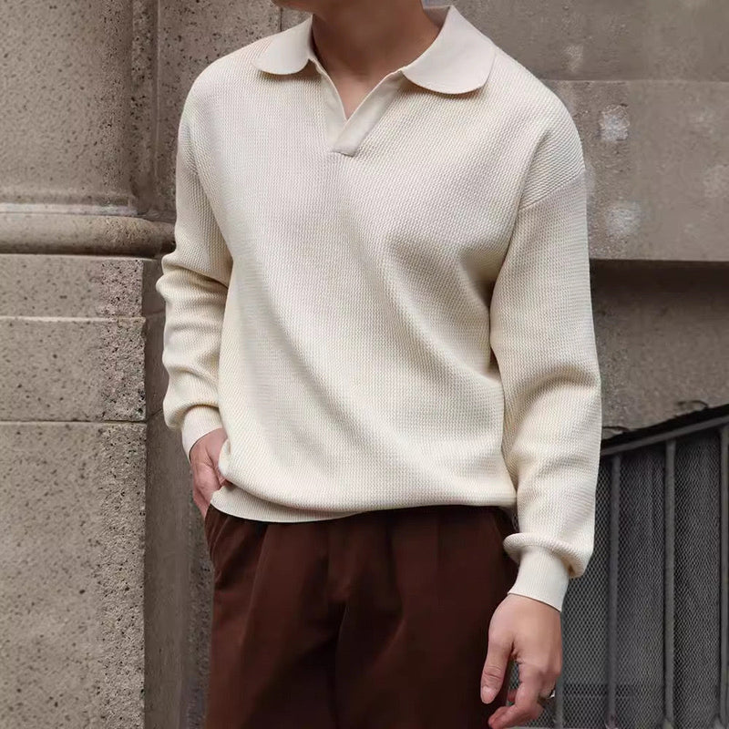 Polo en tricot texturé décontracté pour homme