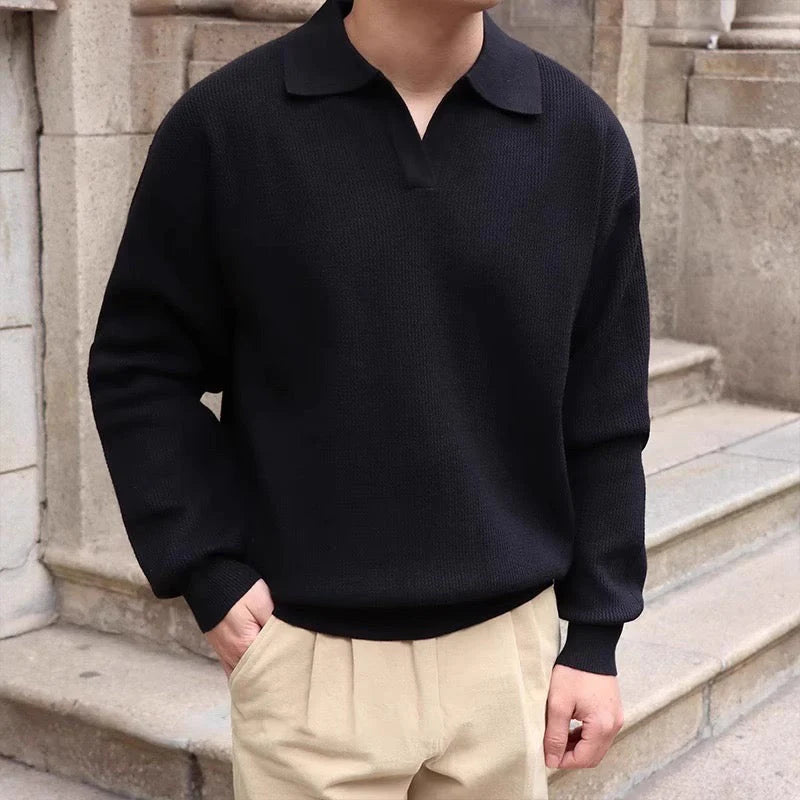 Polo en tricot texturé décontracté pour homme