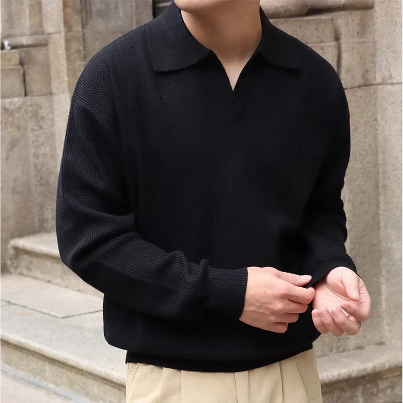 Polo en tricot texturé décontracté pour homme