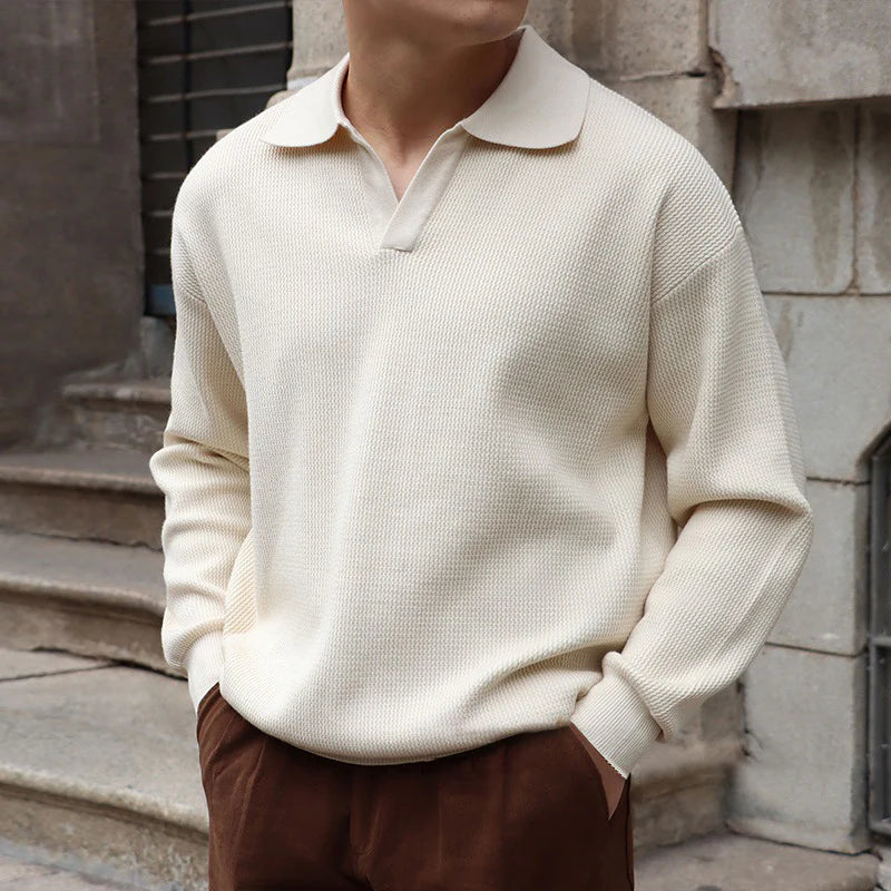 Polo en tricot texturé décontracté pour homme