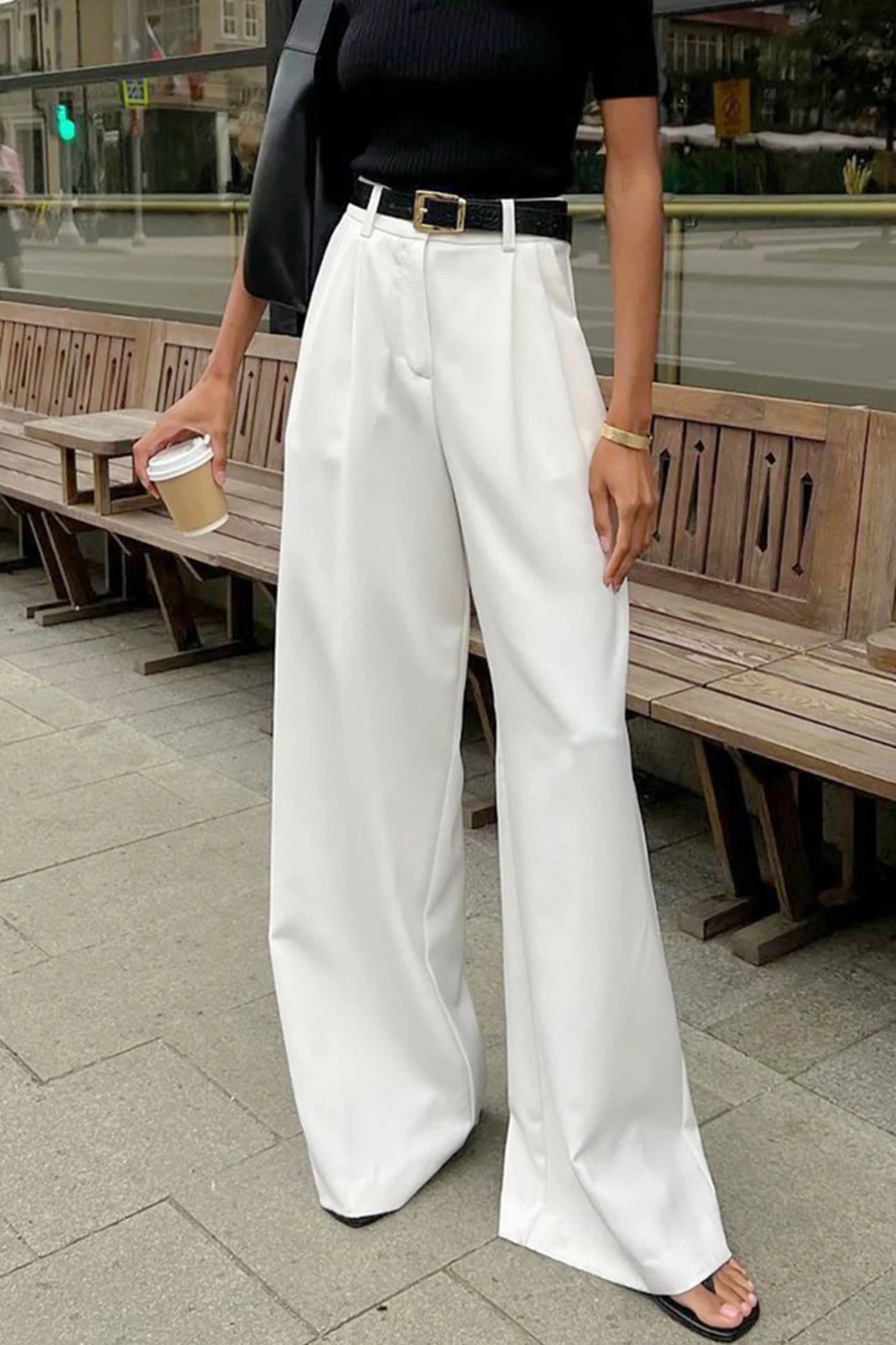 Pantalon large minimaliste pour femme