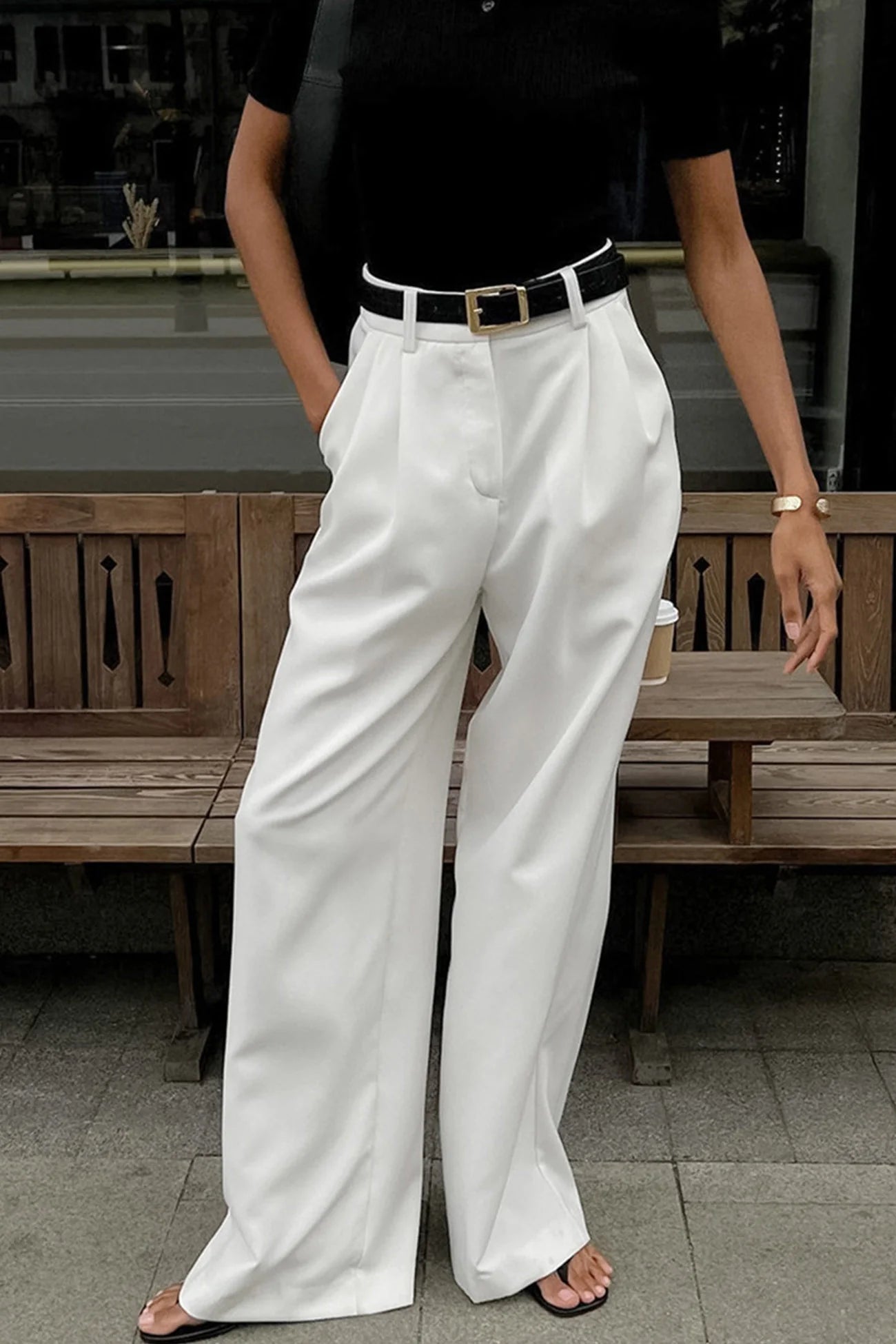 Pantalon large minimaliste pour femme
