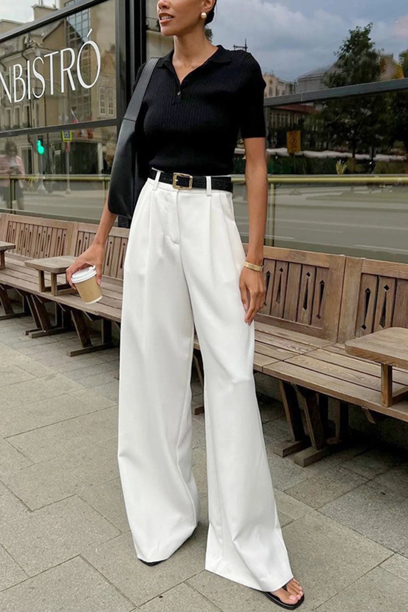 Pantalon large minimaliste pour femme