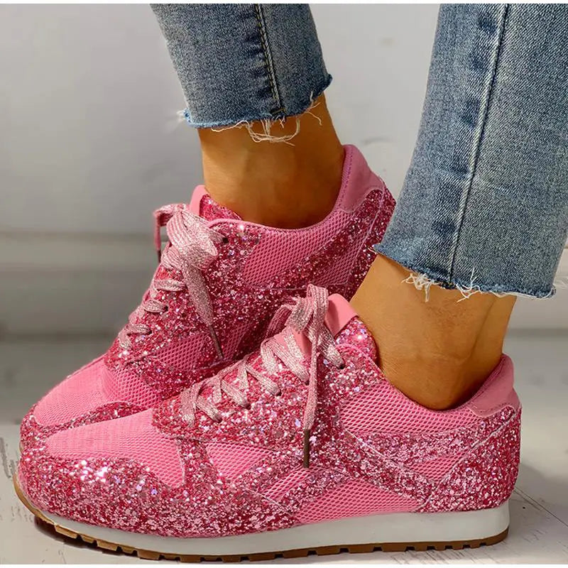 Baskets casual à paillettes pour femmes