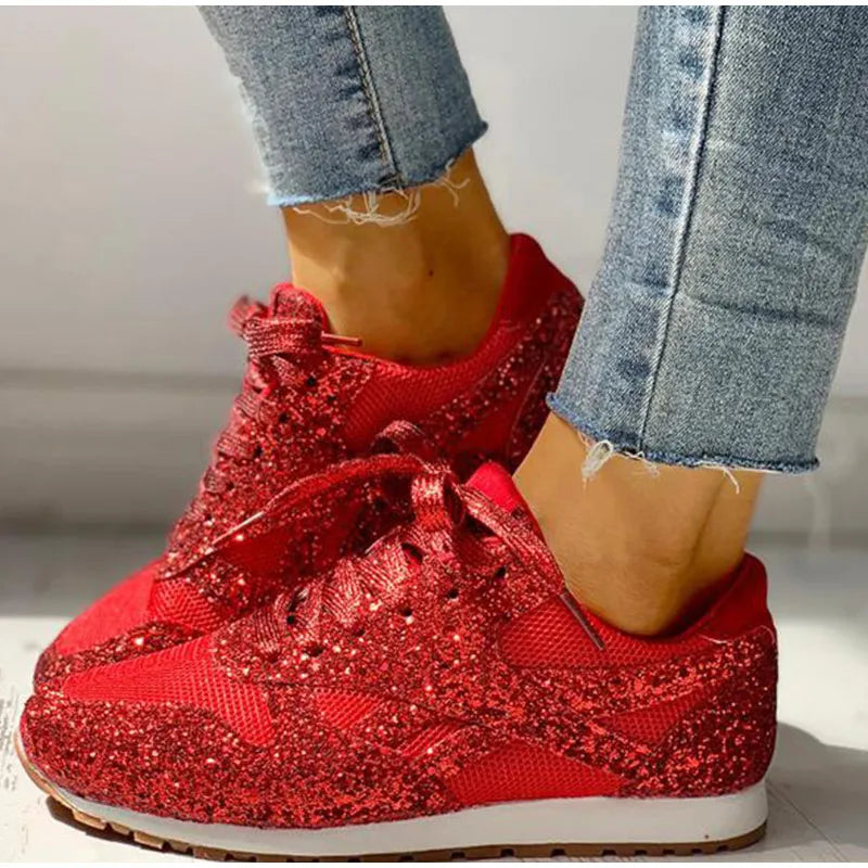 Baskets casual à paillettes pour femmes