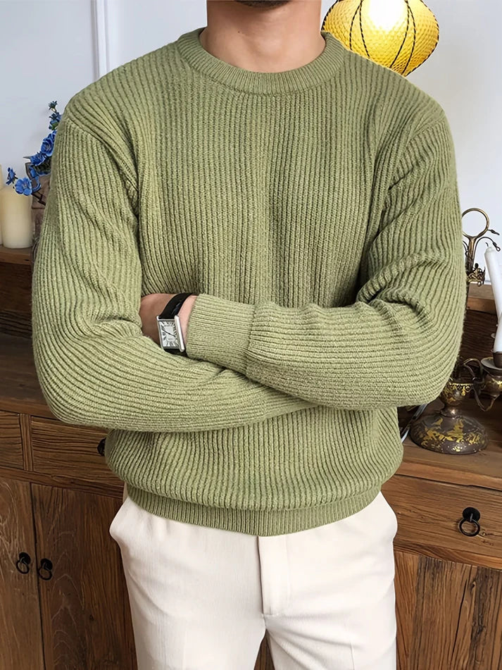 Pull classique en tricot côtelé pour hommes