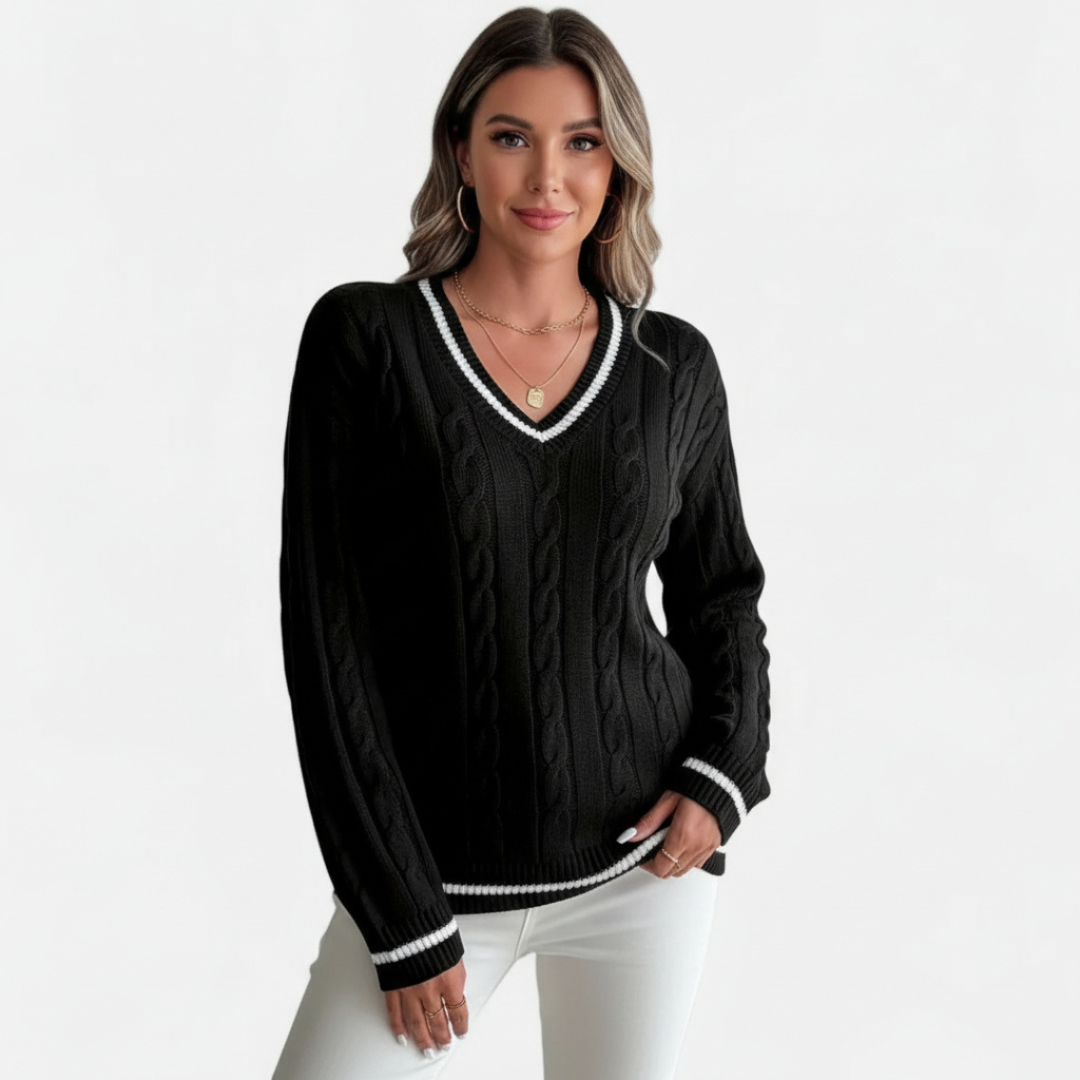 Pull torsadé pour femme col en V élégance
