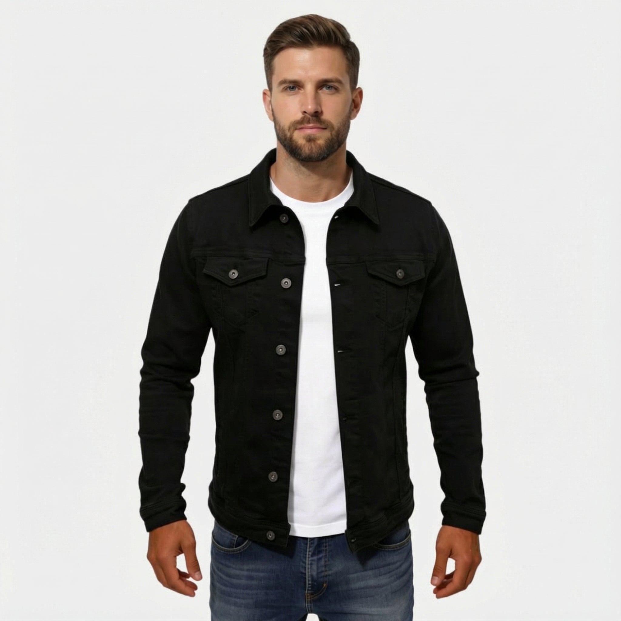 Veste en denim ajustée au style urbain pour homme