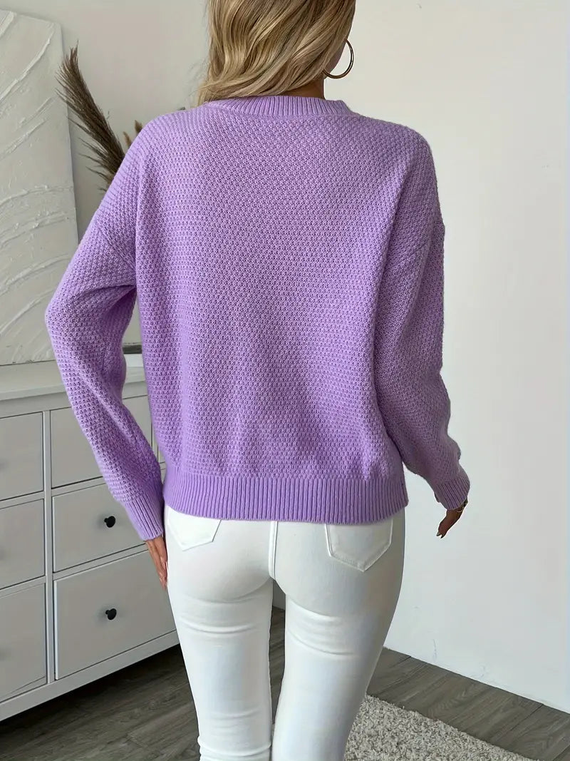 Pull à col roulé en tricot gaufré classique pour femmes