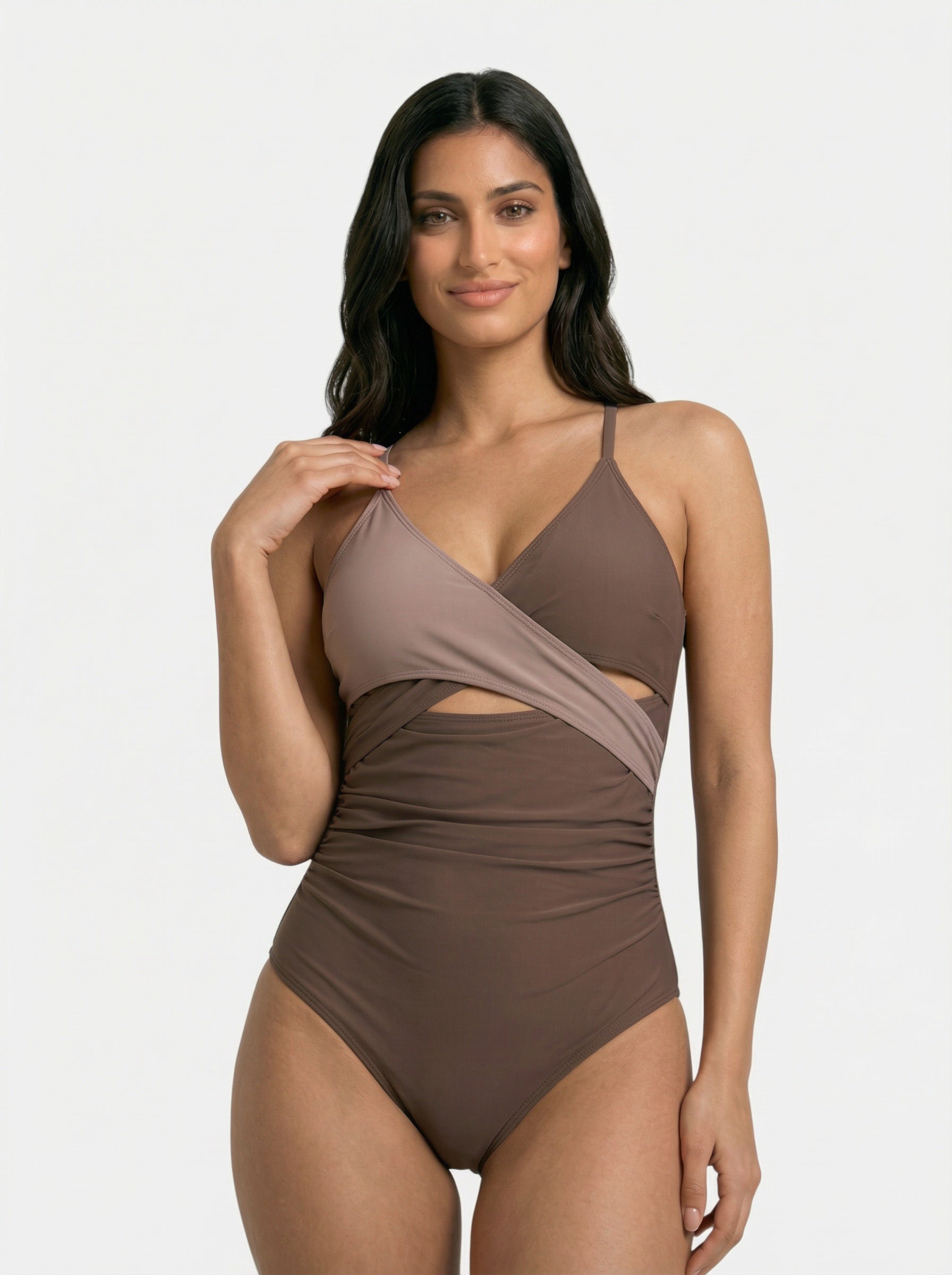 Maillot de bain une pièce gainant croisé pour femme