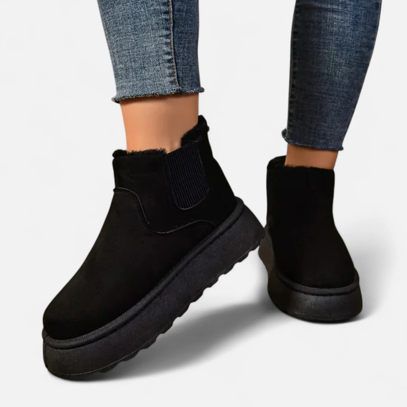 Bottines courtes à plateforme en peluche pour femme
