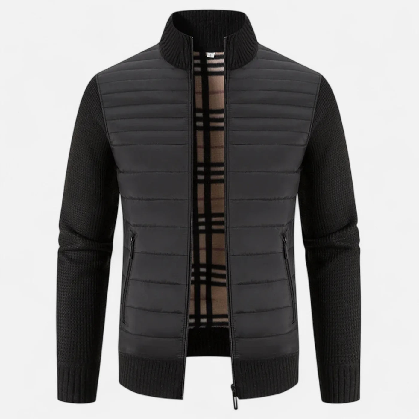 Veste patchwork en polaire à col montant pour homme