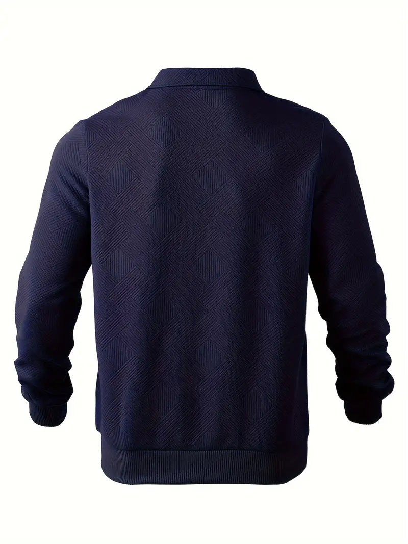 Pull-over quart de zippé texturé classique pour hommes