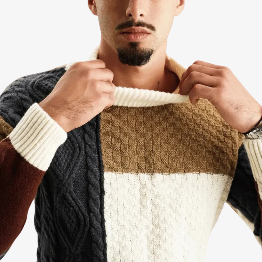 Pull texturé à maille câblée et nid d’abeille pour homme