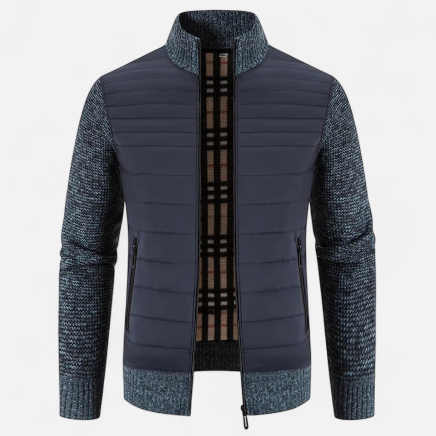 Veste patchwork en polaire à col montant pour homme