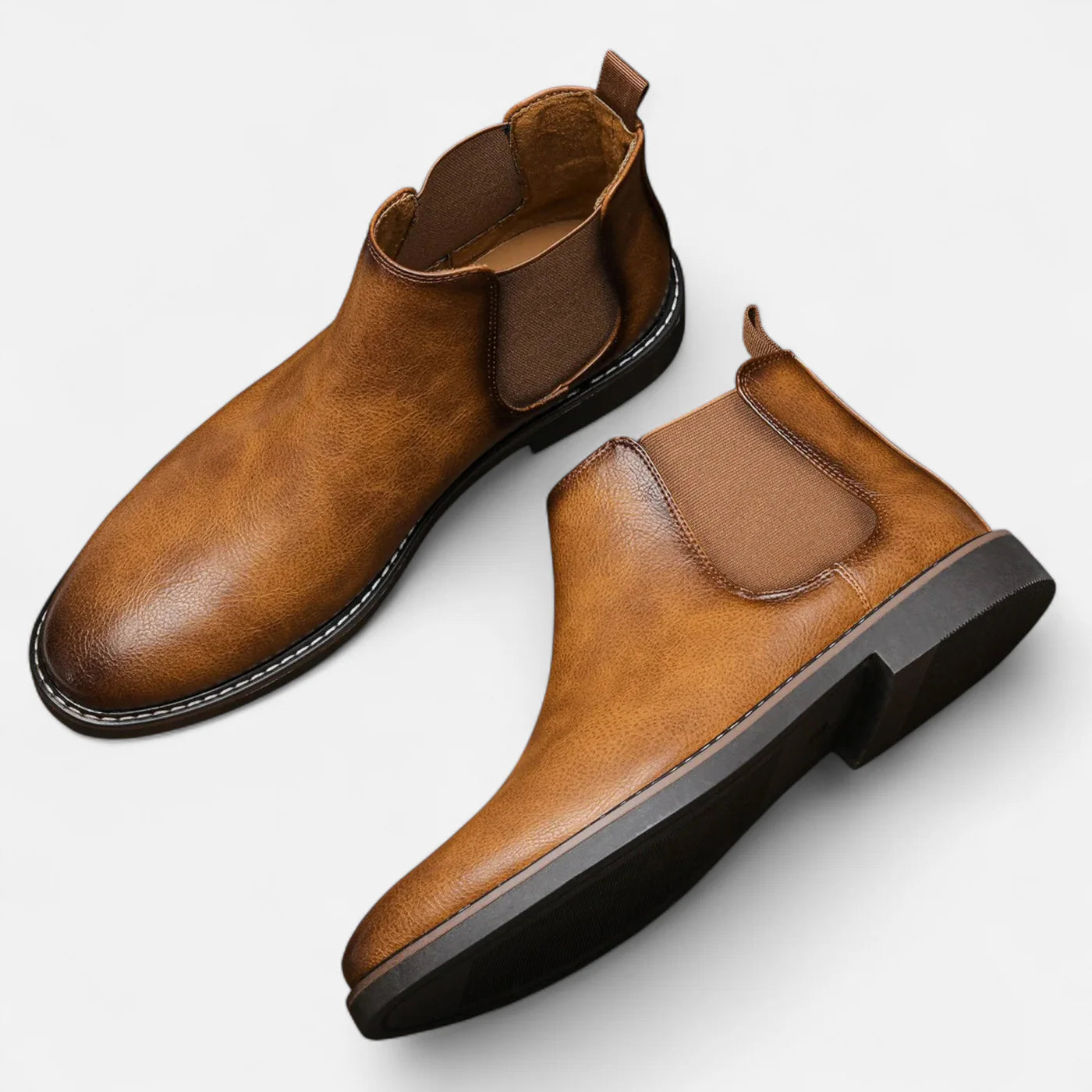 Bottes Chelsea rétro en cuir pour homme