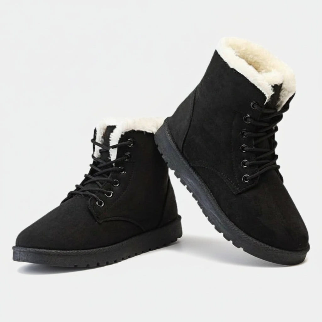 Bottines d'hiver fourrées à lacets pour femme