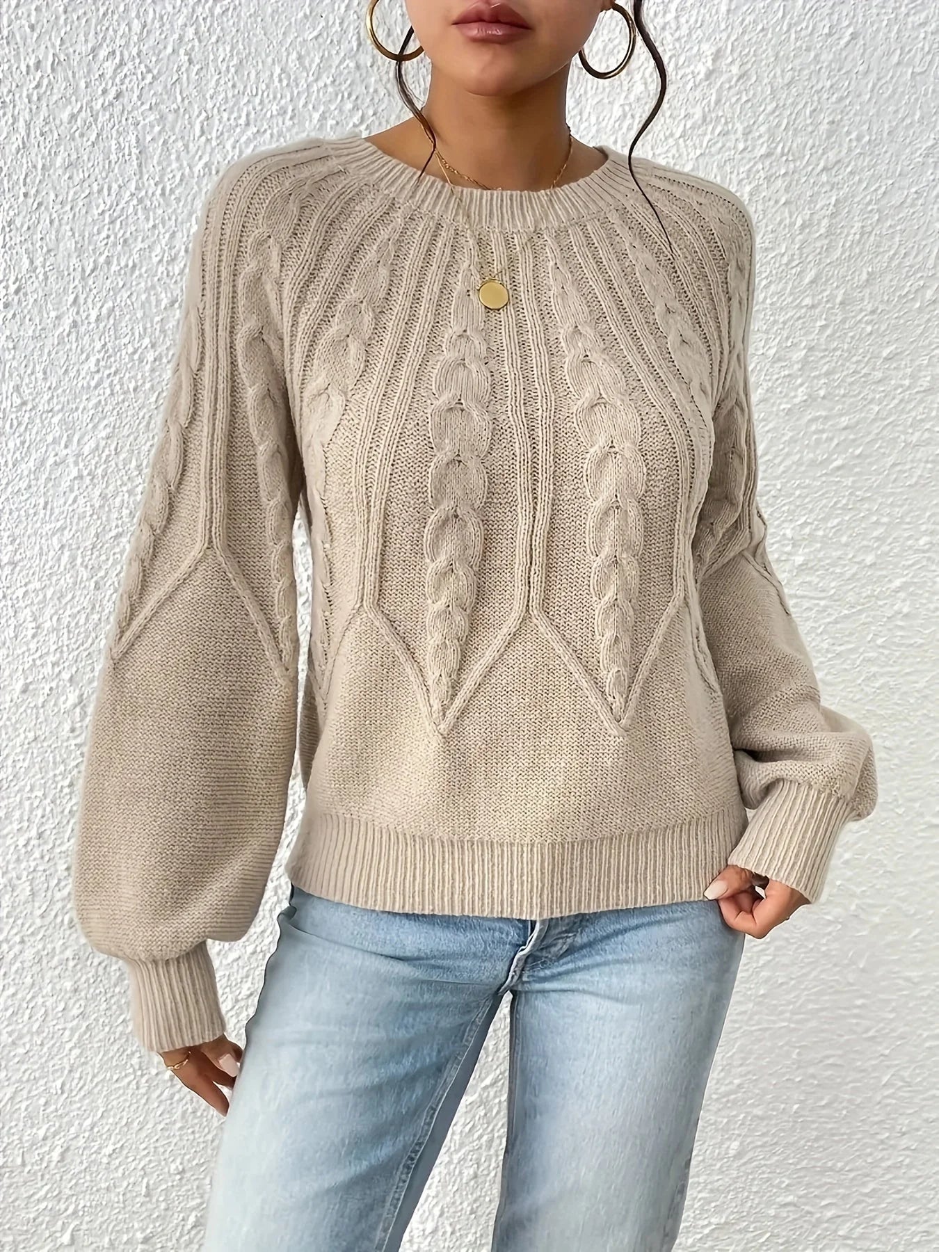 Pull-over en tricot câblé pour femmes