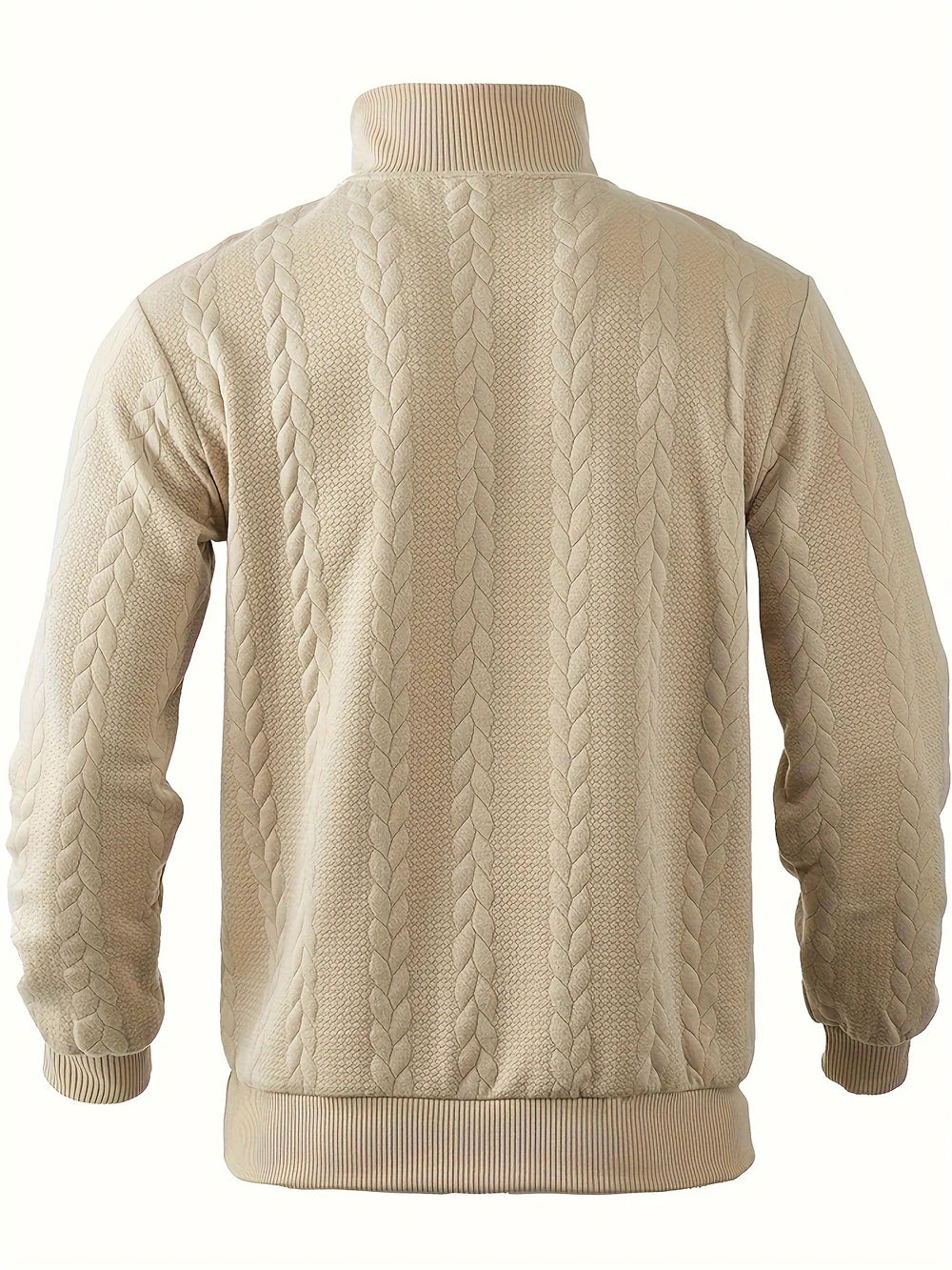 Pull-over quart de zippé en tricot câblé classique pour hommes