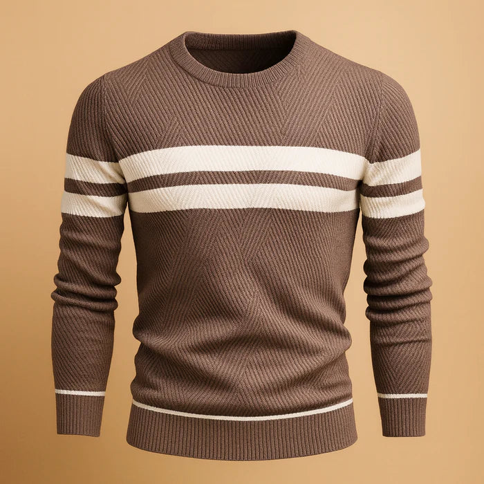 Pull homme col rond à rayures elégant