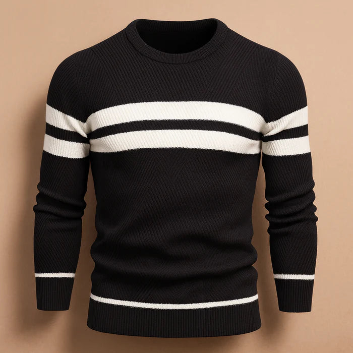 Pull homme col rond à rayures elégant
