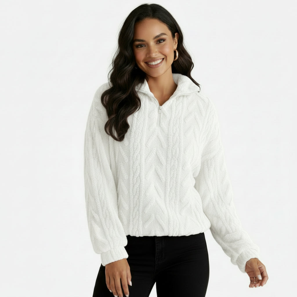 Pull polaire zippé ultra doux pour femme