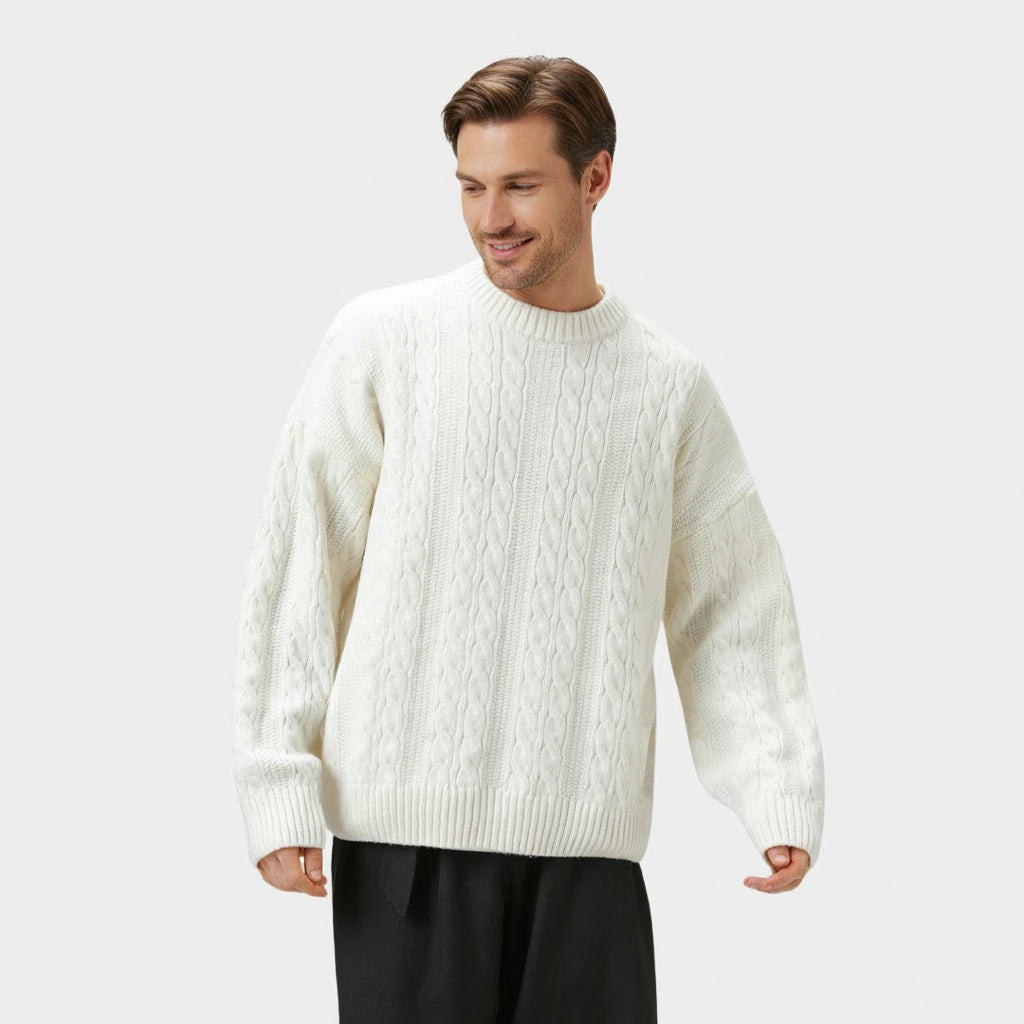 Pull torsadé chaud et confortable pour homme
