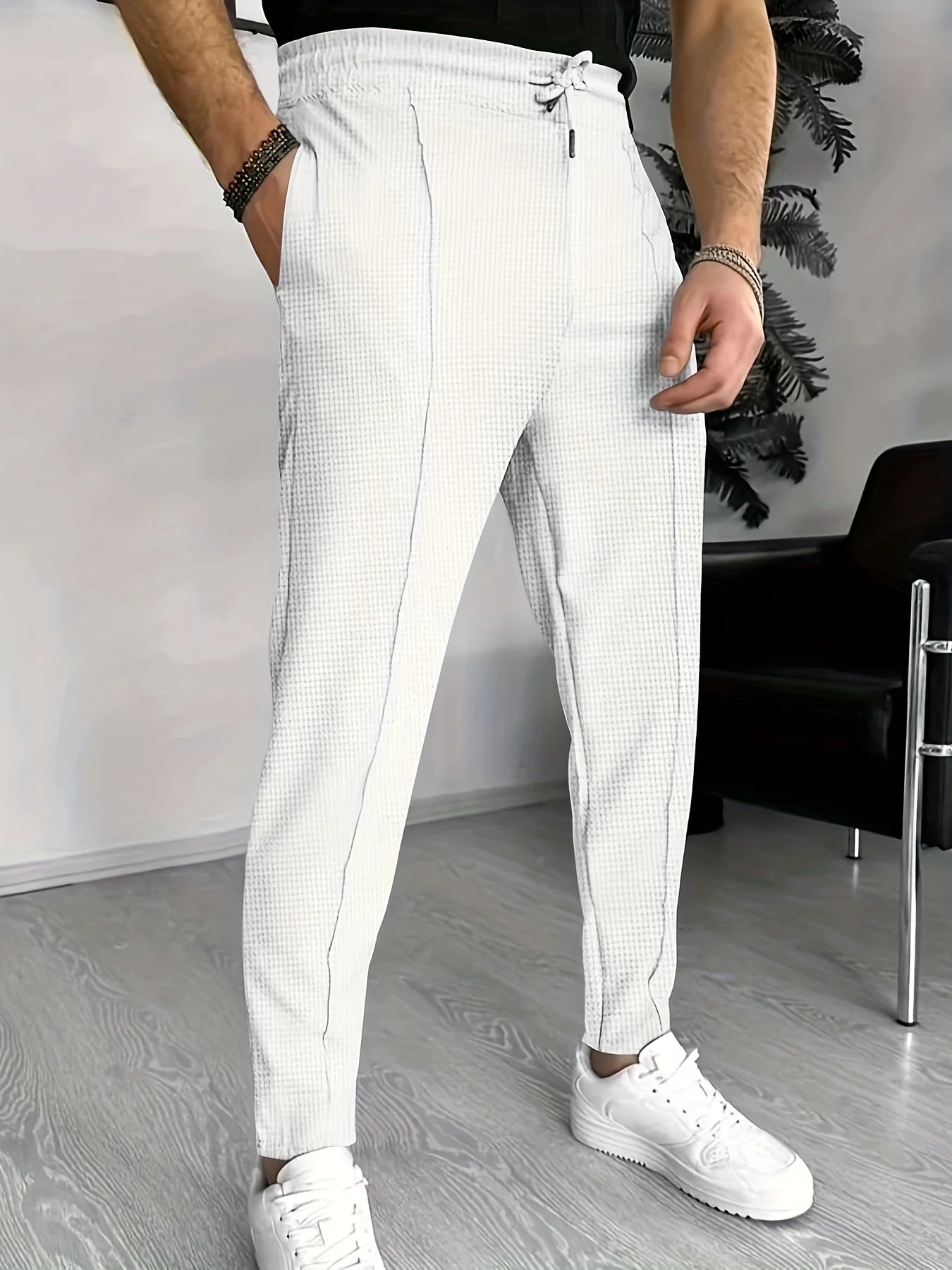 Pantalon slim à carreaux élégant pour hommes