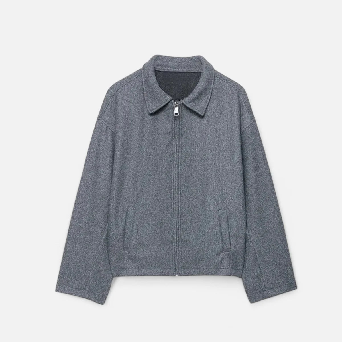 Veste en laine à revers zippée pour femme