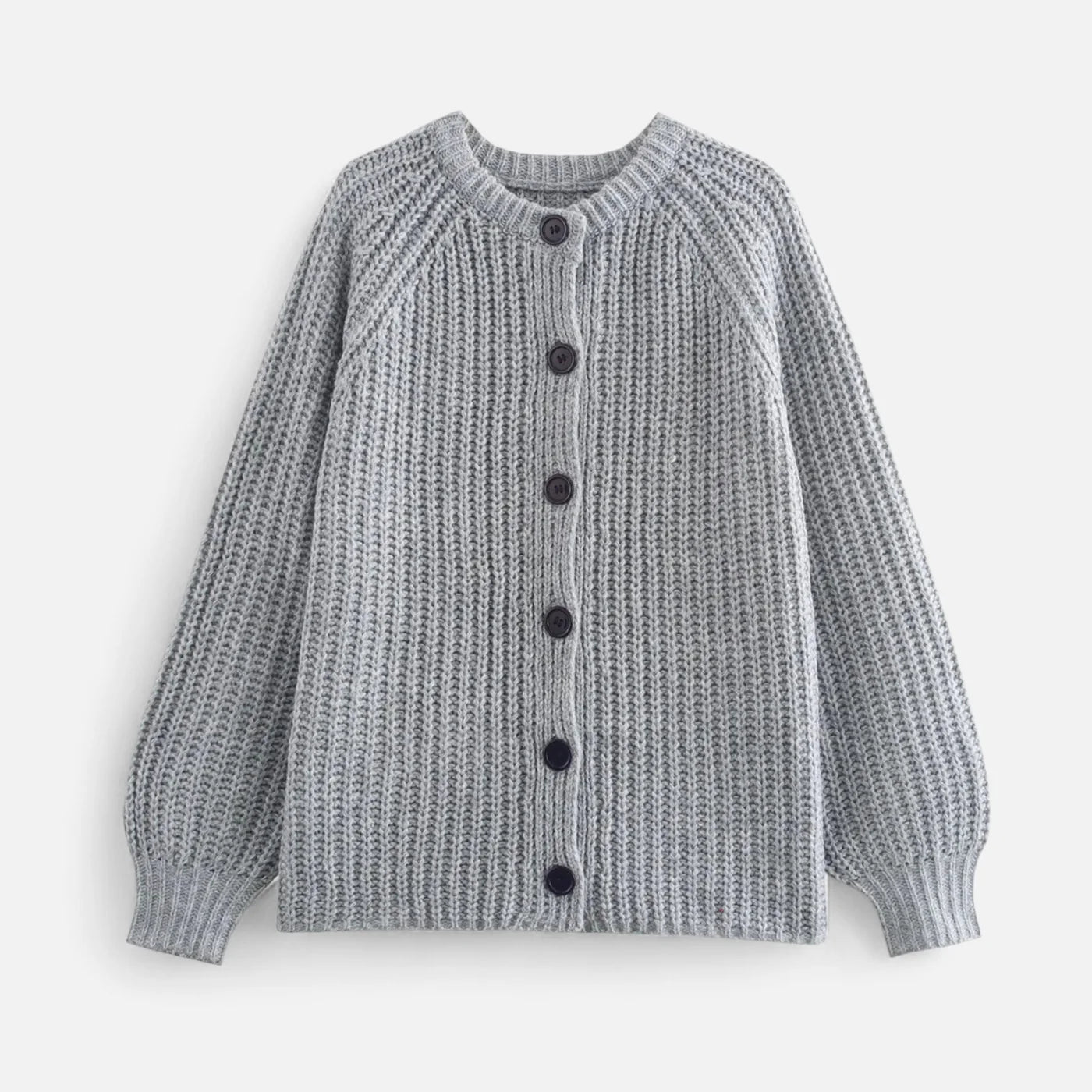 Cardigan tricoté à col rond vintage pour femme