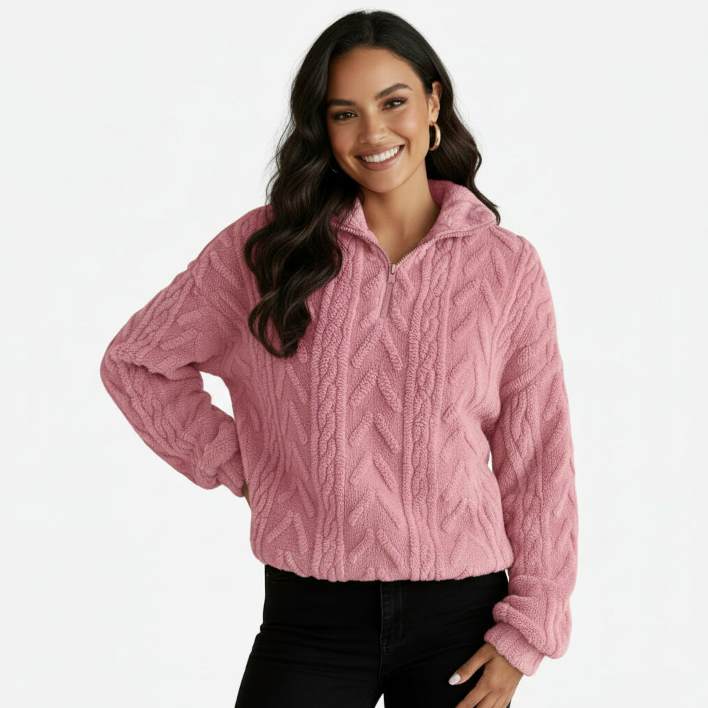 Pull polaire zippé ultra doux pour femme