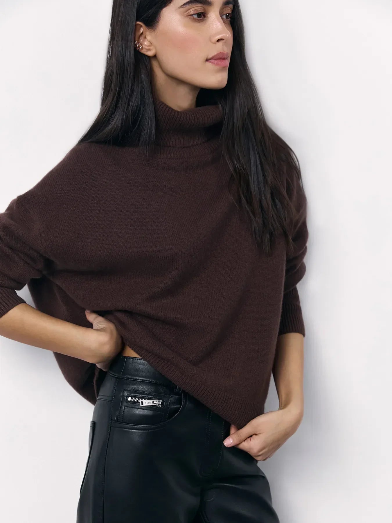 Pull douillet à col montant pour femmes