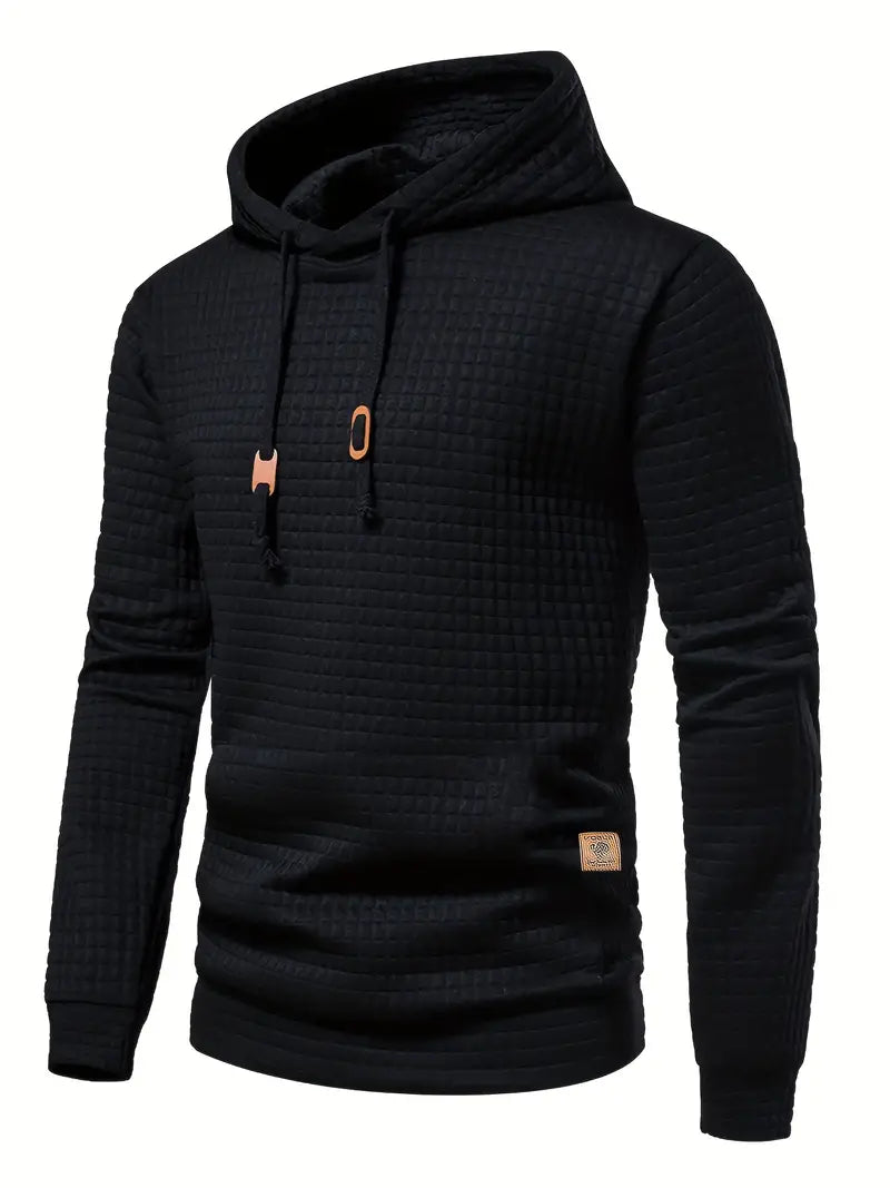 Pull à capuche décontracté avec grille texturée pour hommes