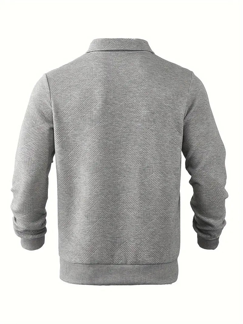 Pull-over quart de zippé texturé classique pour hommes