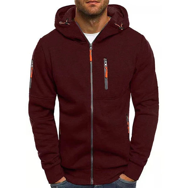 Sweat à capuche entièrement zippé avec capuche réglable pour hommes