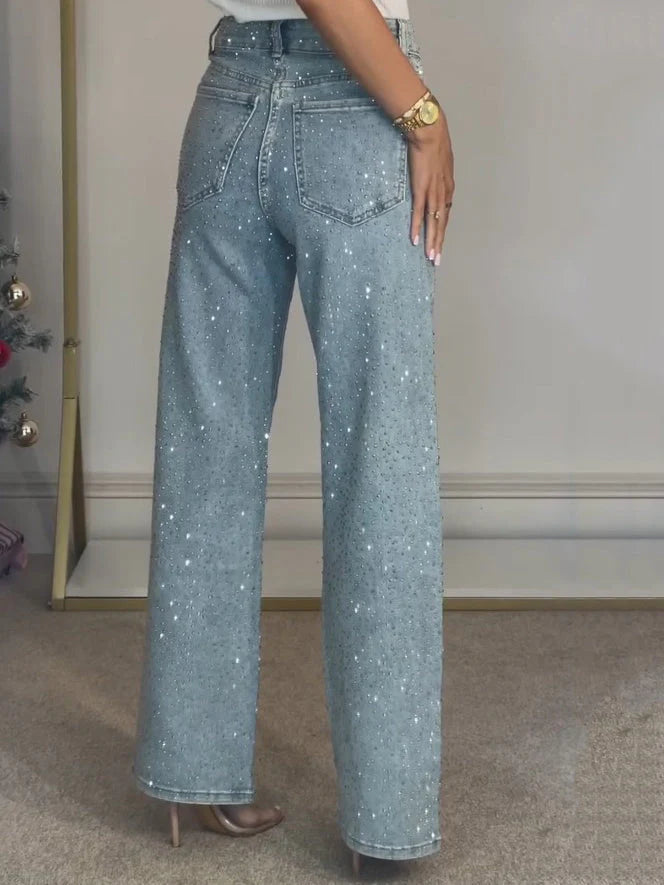 Jean tendance à paillettes pour femme