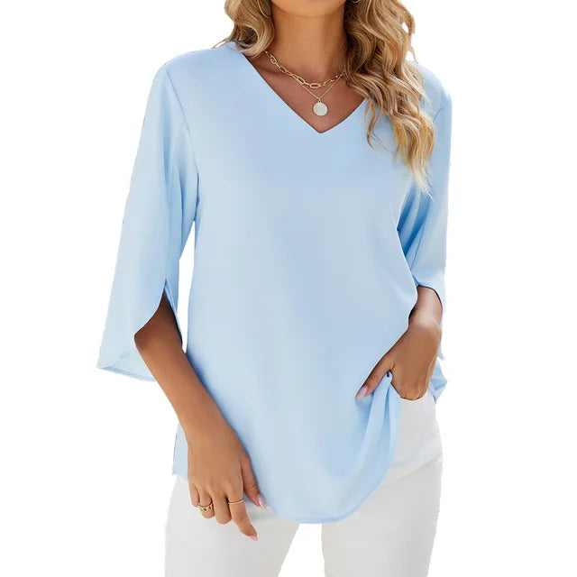 Blouse élégante à col en V pour femme