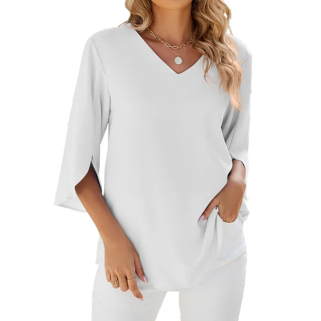 Blouse élégante à col en V pour femme