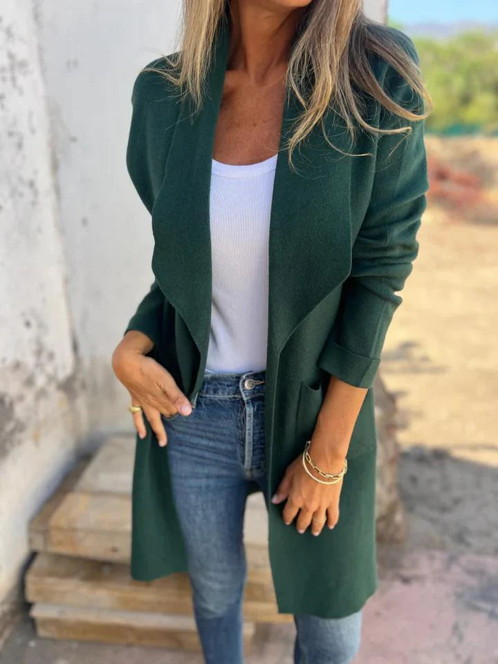 Veste longue tendance avec poches pour femme