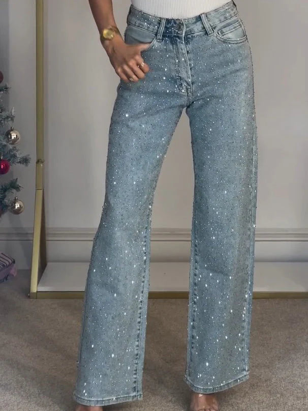 Jean tendance à paillettes pour femme