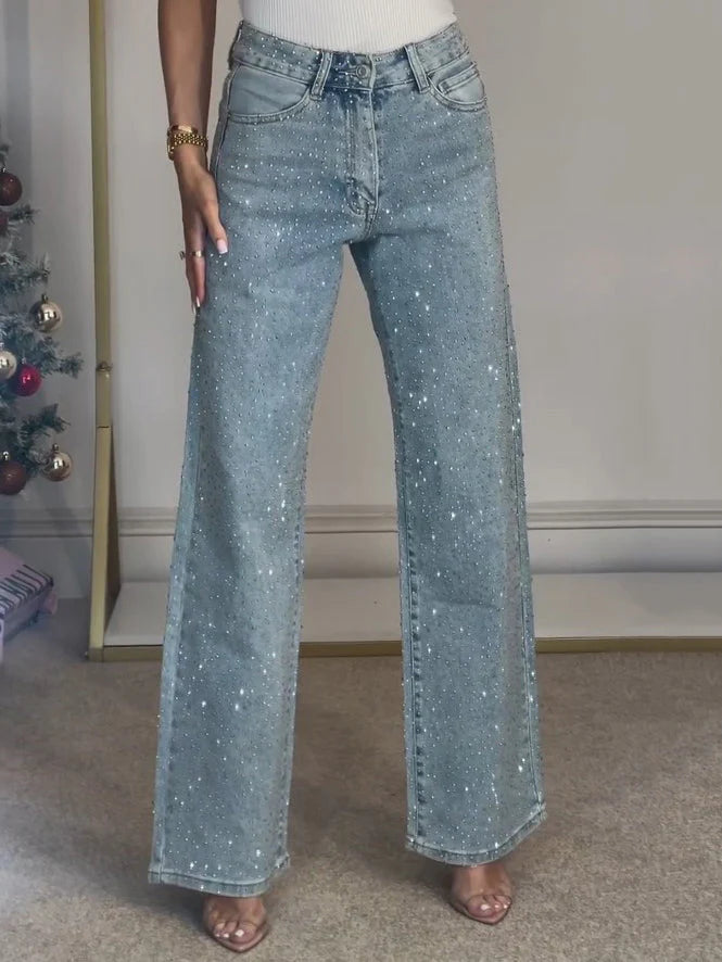 Jean tendance à paillettes pour femme